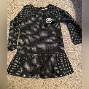 🖤 Unique and Cute Lourdes girls black w white polka dots dress Size: 4 Like New